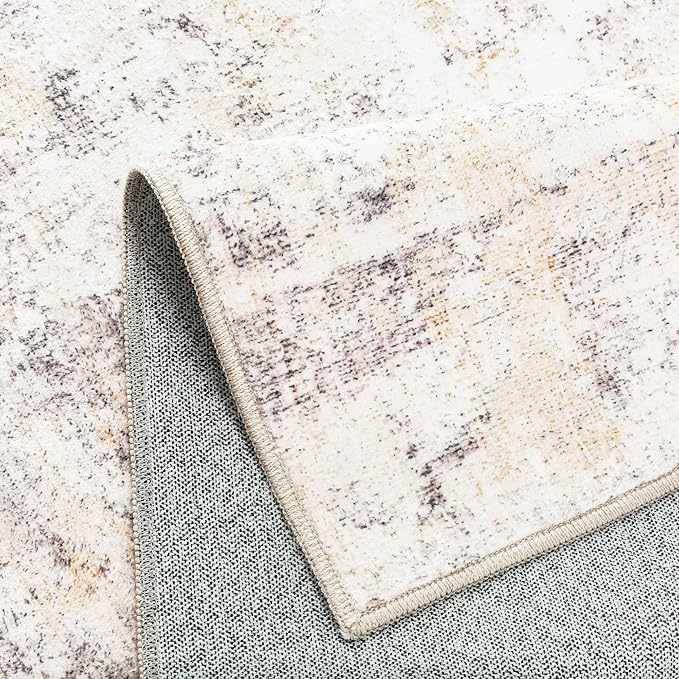2x12 Washable Runner Rug Beige Grey Neutral Abstract Hallway Kitchen Living - Image 9