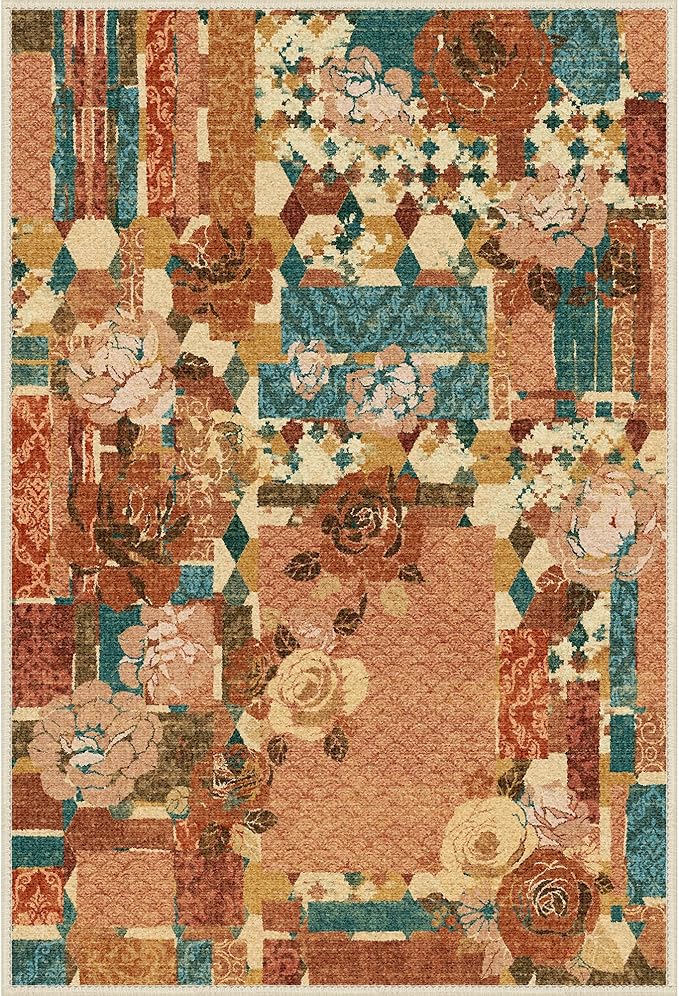 GENIMO Area Rug 2x3 Doormat, Machine Washable Low Pile Rugs, Small Floral - Image 9