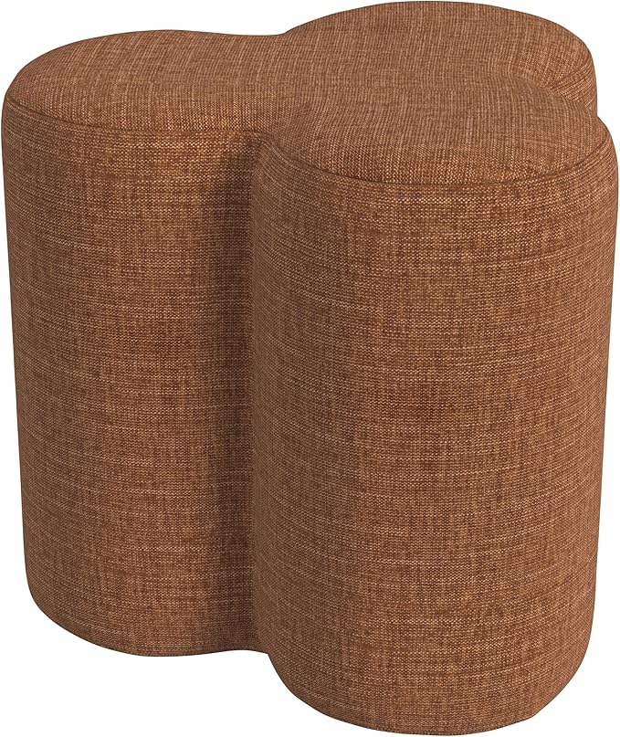 HomePop Upholstered Clover Shaped Ottoman Home Décor | Foot Rest Pouf – Rust by HomePop