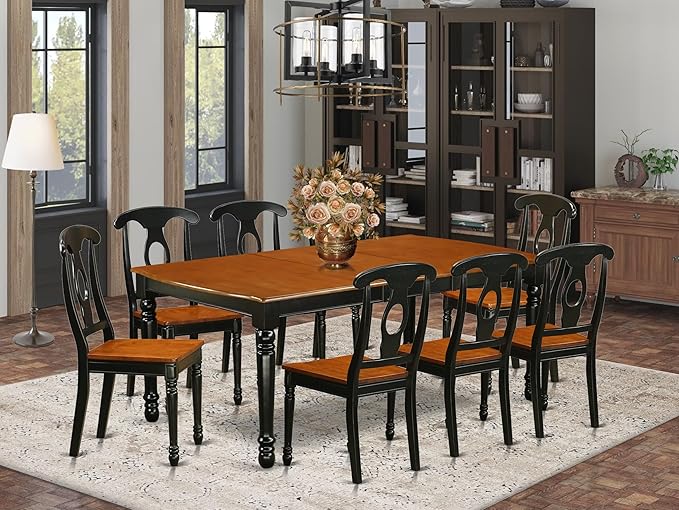 East West Furniture DOKE9-BCH-W 9 Piece Dining Room Table Set Includes a - Image 2