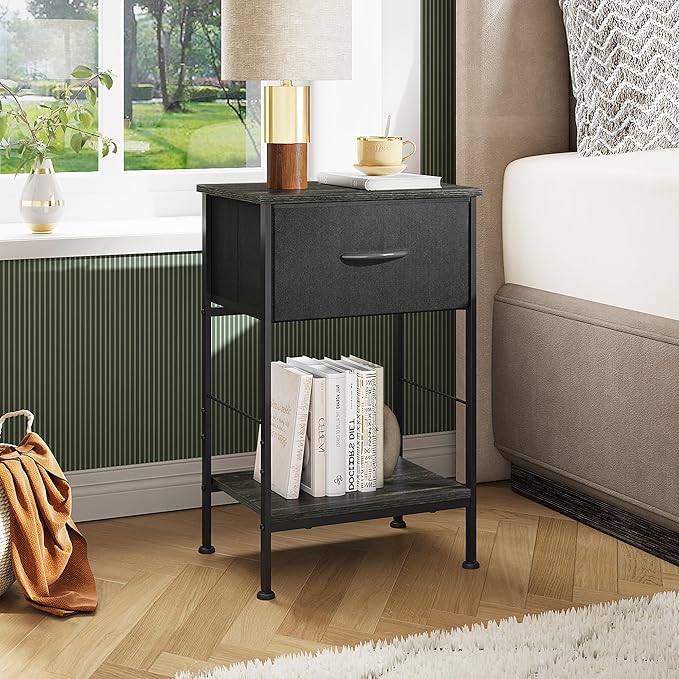 WLIVE Black Nightstand, Bedside Table - Image 2