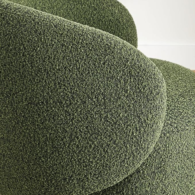 Swivel Accent Chair Round Barrel Armchair Upholstered Performance Fabric - Image 7