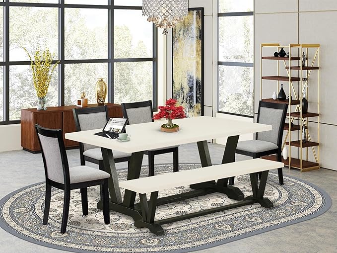 East West Furniture V627MZ606-6 6 Piece Dining Set Contains a Rectangle Dining - Image 2