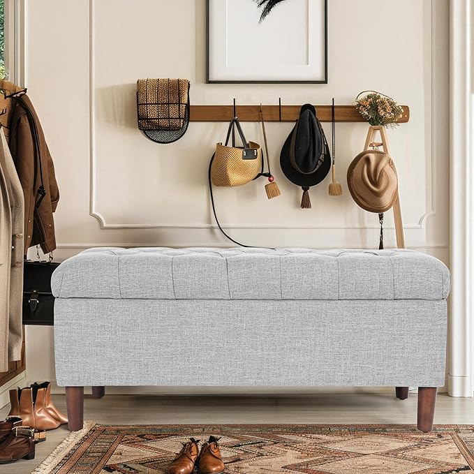 HomePop Home Decor | Tufted Ainsley Button Storage Ottoman Bench - Image 2