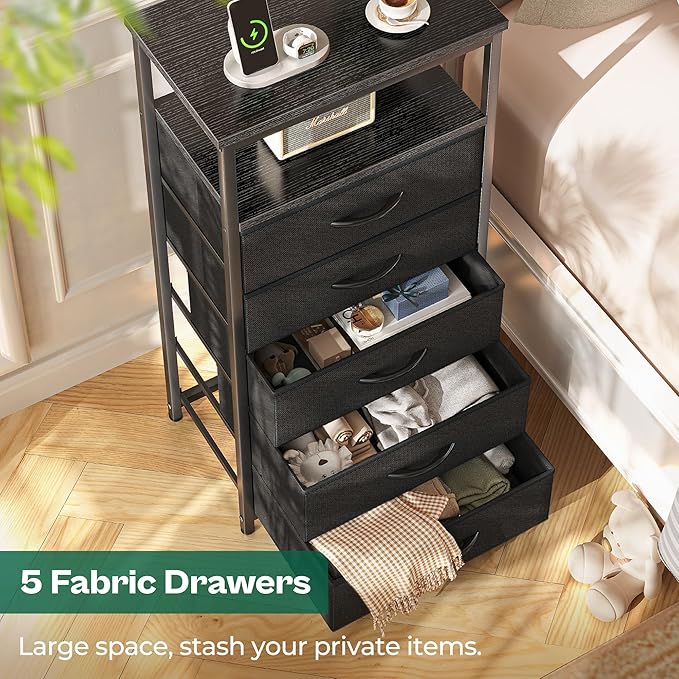 Huuger 5 Drawers Dresser with Charging Station, Dresser - Image 6