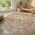 Lahome Oriental Washable Round Area Rug, Non-Slip Round Rugs 6ft Ultra-Thin by Lahome