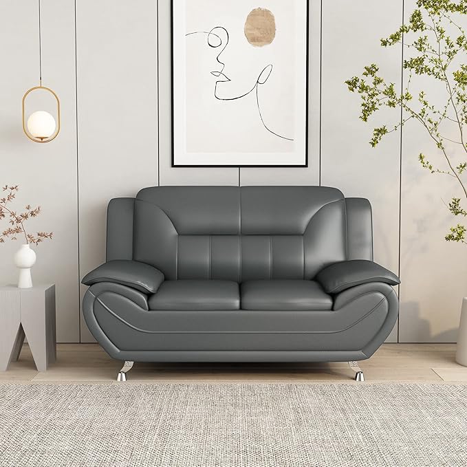 Container Furniture Direct Michael Modern Faux Leather Upholstered Stainless - Image 11