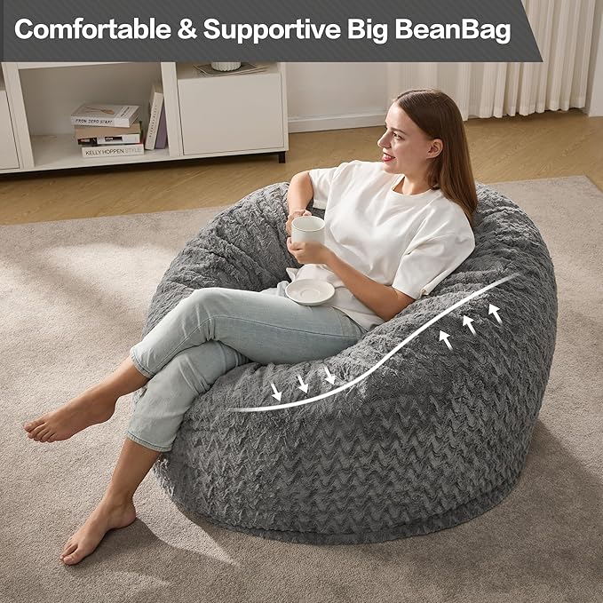 Hobestluk 3ft Bean Bag Chairs for Adults Large Beanbag Chair - Image 4