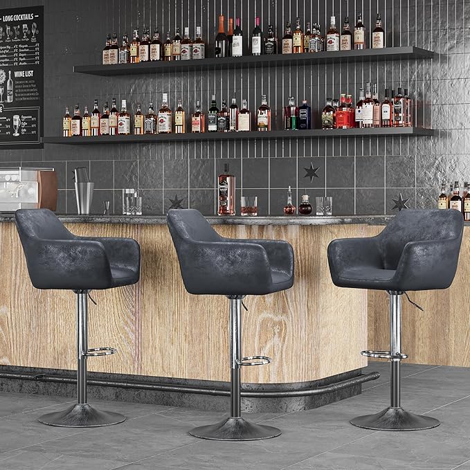 Keyluv Bar Stools Set of 2 for Kitchen Counter Adjustable Height Swivel - Image 6