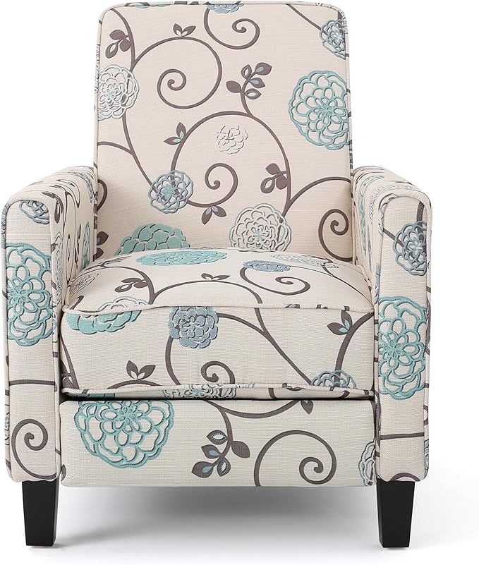 Christopher Knight Home Dufour White and Blue Floral Fabric Recliner 26.75D x - Image 5