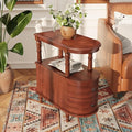 Wood End Table with 2 Drawers and Storage Shelf, Narrow Sofa Side Table by MIAUWUUFHOME