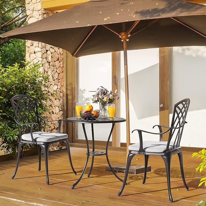NUU GARDEN Bistro Set 3 Piece Outdoor Cast Aluminum Patio Bistro Set Patio - Image 2