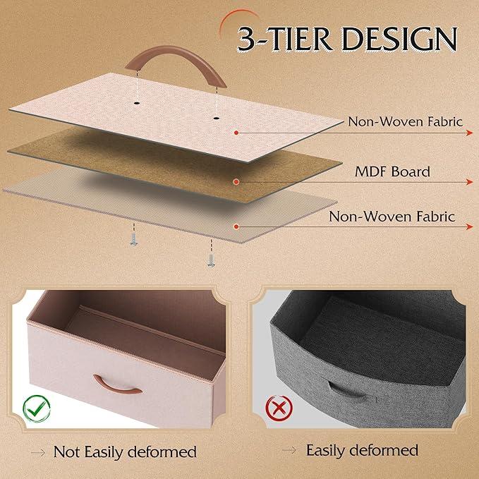 WLIVE 8 Drawer Dresser for Bedroom, Wide Fabric Dresser Storage Organizer - Image 5