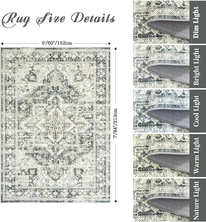zesthome 5x7 Washable Rug-Stain Resistant Area Rugs - Image 2