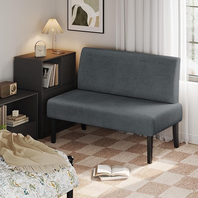 Yaheetech Small Comfy Sofa Mini Loveseat Couch 2-Seater Armless Sofa Chair - Image 3