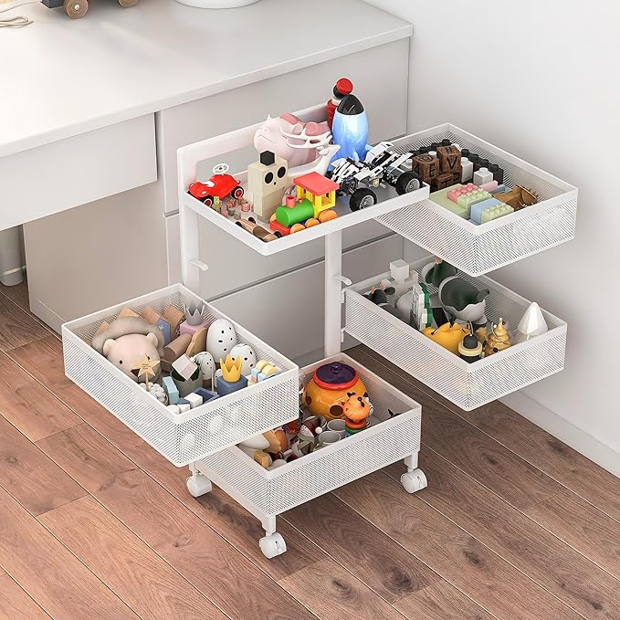 Fruit Basket for Kitchen No Assembly, Rolling Rotating Storage cart, Bathroom - Image 7