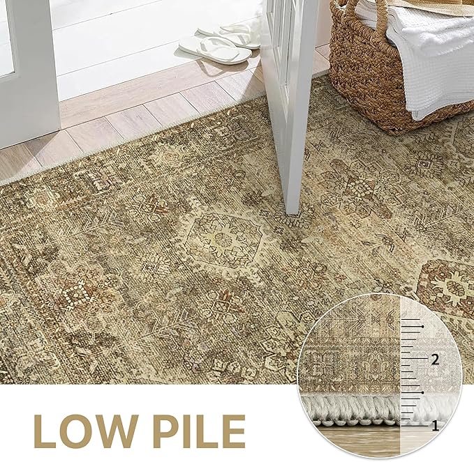 GENIMO 2X5 Hallway Runner Rug, Machine Washable Non Slip Vintage Floral - Image 5
