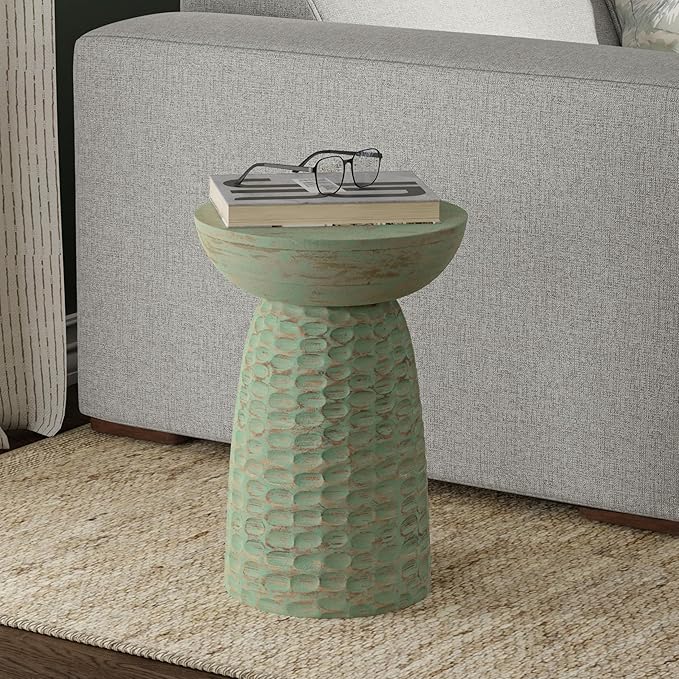 SIMPLIHOME Boyd 13-inch Wide Solid Mango End Table in Green Wash, - Image 2