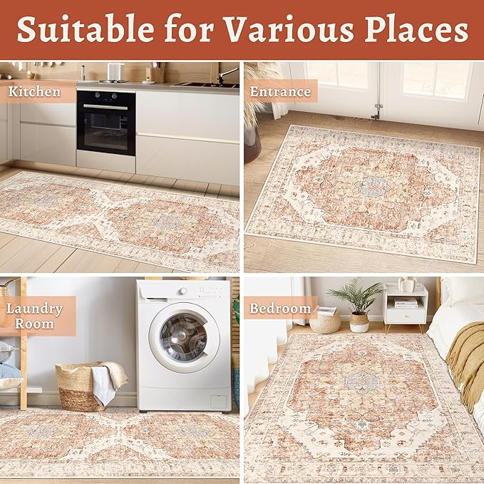 Tangsoo 8x10 Area Rug for Living Room, Washable Vintage Indoor Non Slip Large - Image 7