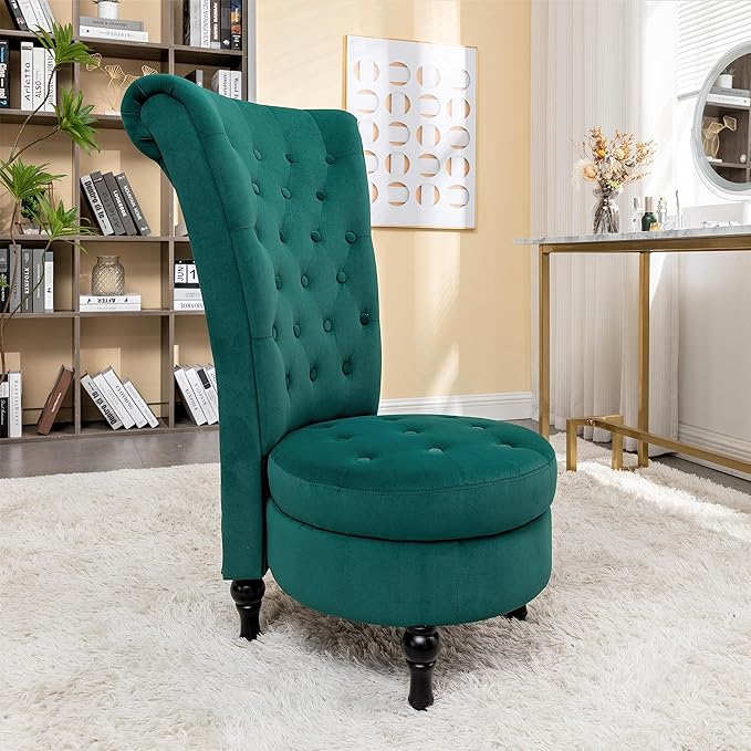 Container Furniture Direct Royal High-Back Velvet Accent Chair - Image 3