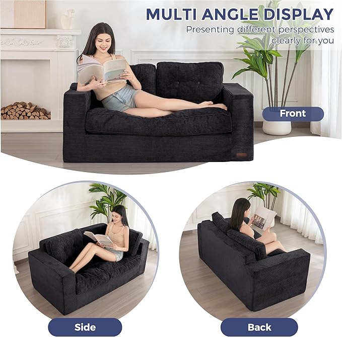 MAXYOYO Bean Bag Chair for Adults, Upholstered Floor Sofa - Image 3