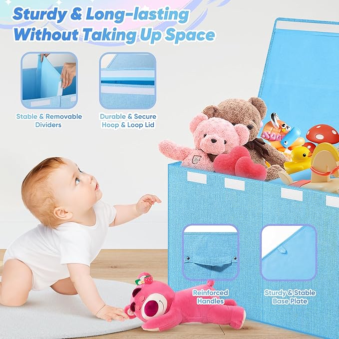 Extra Large Toy Box, Toy Box for Kids Boys Girls, Collapsible Sturdy Toy - Image 4