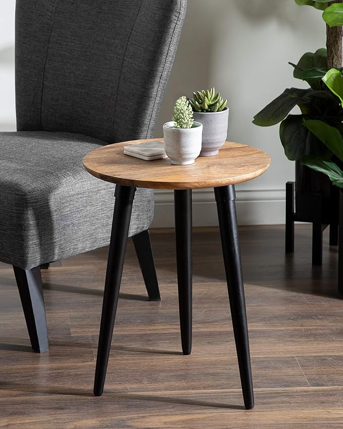 Kate and Laurel Rumsen Farmhouse Side Table, Natural and Black, Sophisticated - Image 2