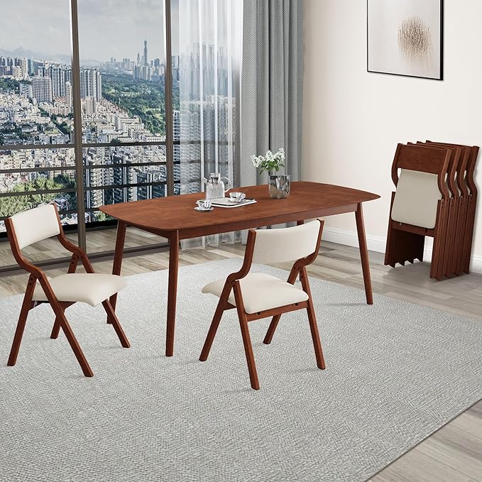Folding Dining Chairs Set of 2, Upholstered Kitchen Chair - Image 3