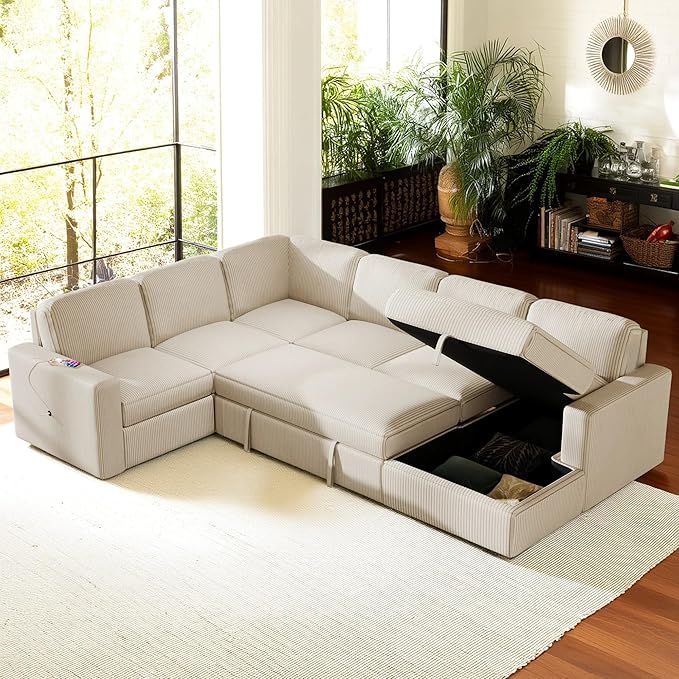 115.6 Inch U-Shaped Modular Sectional Sofa by Unknown