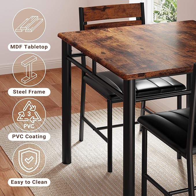 IRONCK Dining Table Set for 2, Small Kitchen Table - Image 6