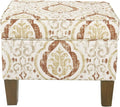 Square Ottoman - Burnt Orange and Cream Medallion by Spatial+Order