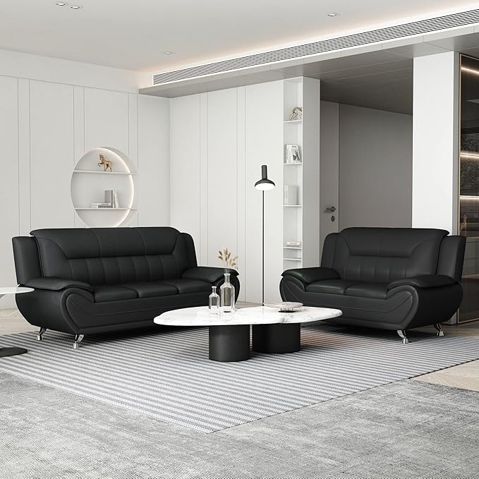 Container Furniture Direct Michael Modern Faux Leather Upholstered Stainless - Image 3