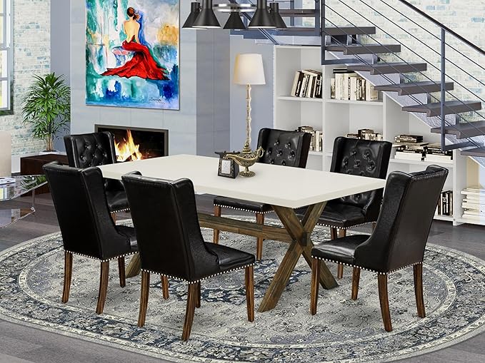 East West Furniture X727FO749-7 7 Piece Dining Set Consist of a Rectangle - Image 2