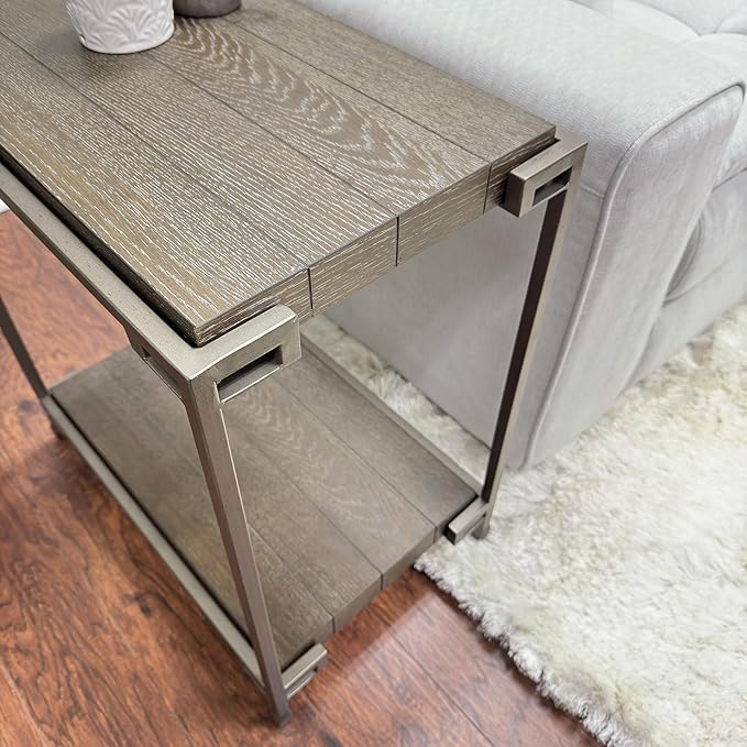 Roundhill Furniture Corbeta Living Room, Side Tables, Aged Graphite - Image 4