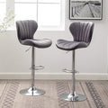 Roundhill Furniture Ellston Velvet Adjustable Swivel Barstools in Gray by RoundhillFurniture