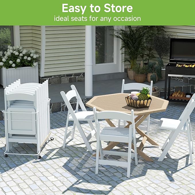 Real Relax White Resin Folding Chairs - Image 5