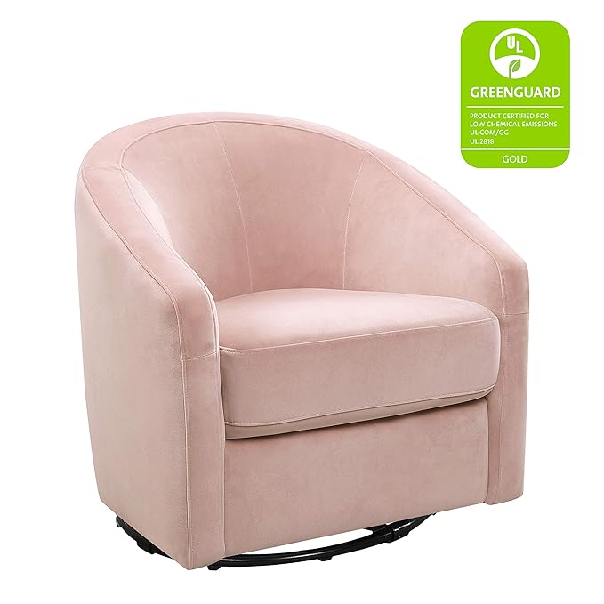 babyletto Madison Swivel Glider in Blush Pink Velvet - Image 4