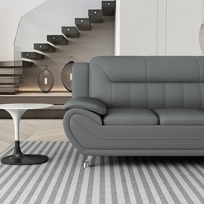 Container Furniture Direct Michael Modern Faux Leather Upholstered Stainless - Image 10