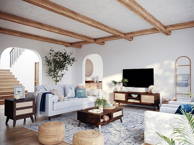 Bme Jasper Deluxe Solid Wood Rattan Nightstand Fully Assembled-Mid Century - Image 5