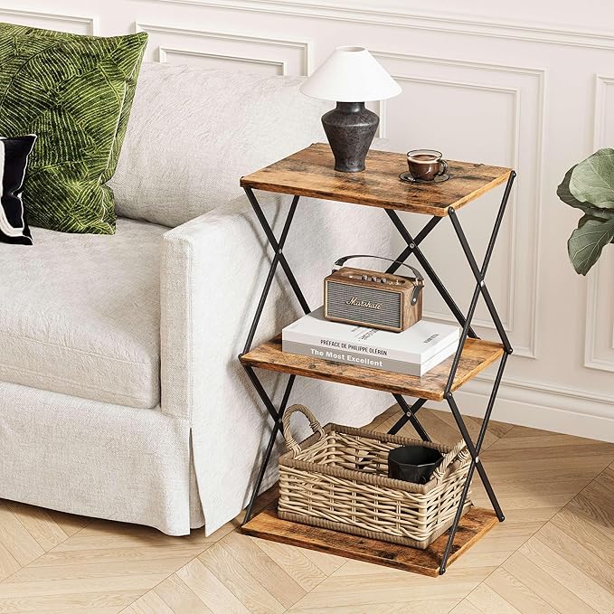 3-Tier End Table Small Side Table Tall Bedside Night Stand - Image 2