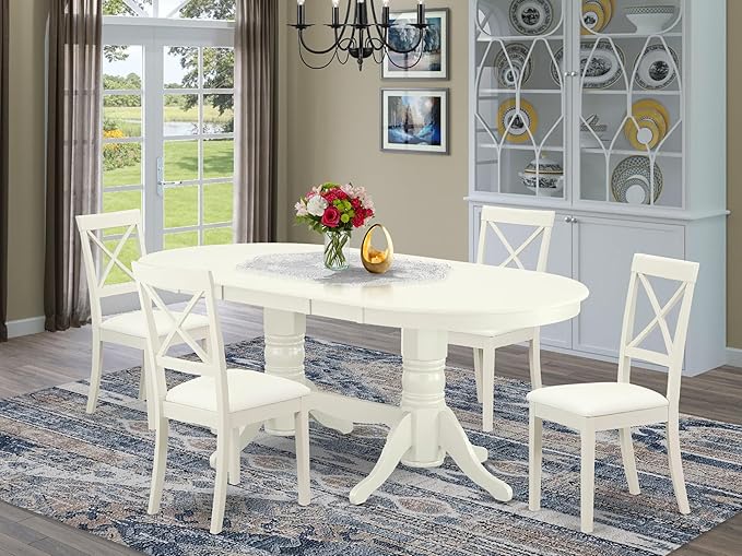 East West Furniture VABO5-LWH-LC 5 Piece Kitchen Table & Chairs Set Includes an - Image 2