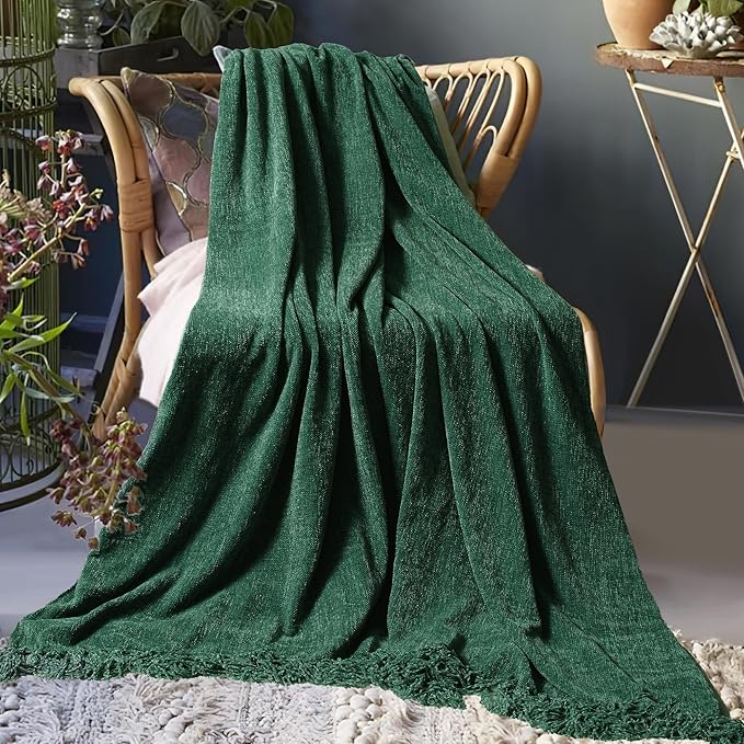 Chenille Throw Blanket for Couch 60"X 80" Twin, Soft Cozy Throws - Image 8