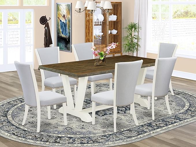 East West Furniture V077VE005-7 7 Piece Dining Room Furniture Set Consist of a - Image 2