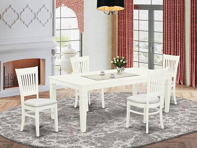 East West Furniture LGVA5-LWH-C 5 Piece Dining Set Includes a Rectangle Dining - Image 2
