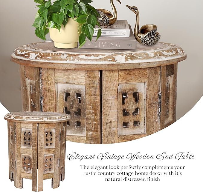 Versatile Octagonal Wooden Table – 12" Round Top, Side Table, or End Table - Image 5