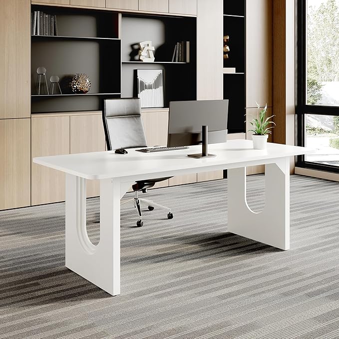 LITTLE TREE 70.8-Inch Home Office Desk, Study Writing Work Desk - Image 2