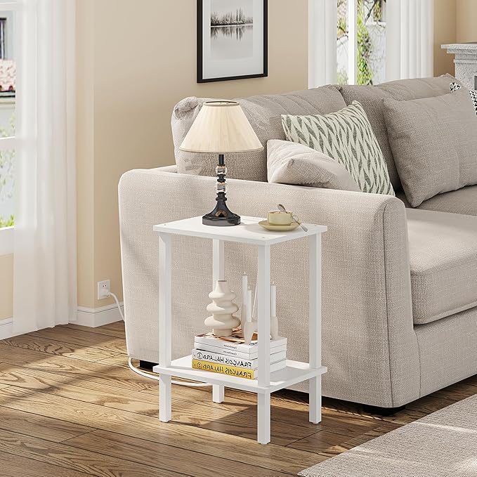 TUTOTAK End Table with Charging Station, Small Side Table with Outlets - Image 2