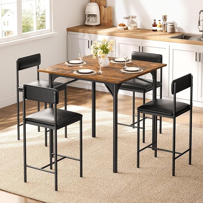 DWVO 5-Piece Dining Room Table Set Bar Table and Chairs Set Counter Height - Image 5