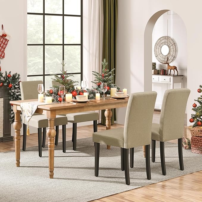 Yaheetech Dining Chairs Set of 6 Fabric Upholstered Parson Kitchen Chairs - Image 8