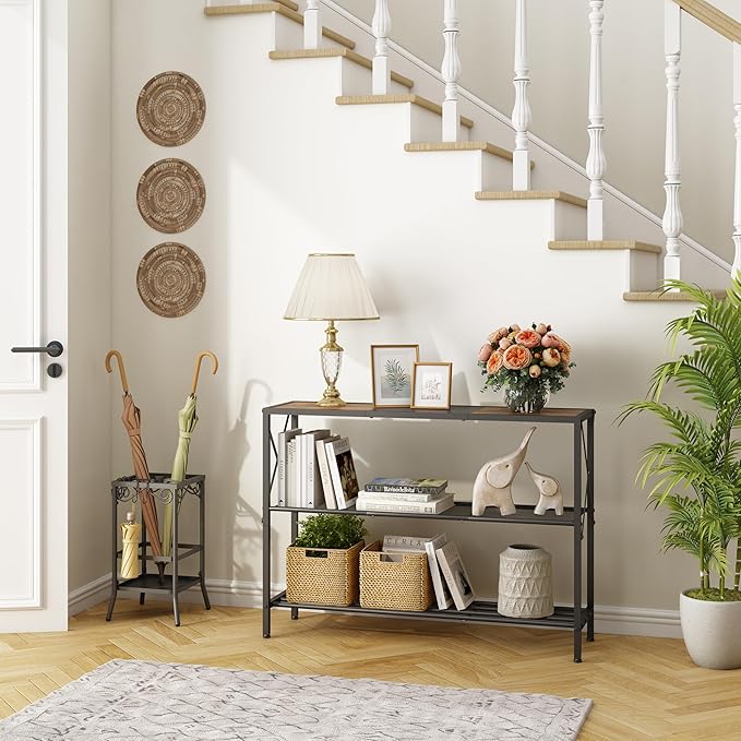 Hoctieon Industrial Console Table, 3 Tier Entryway Table, Hallway Table - Image 7